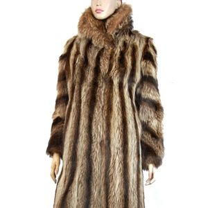 Ladies Full Length Raccoon Coat - Size S-M